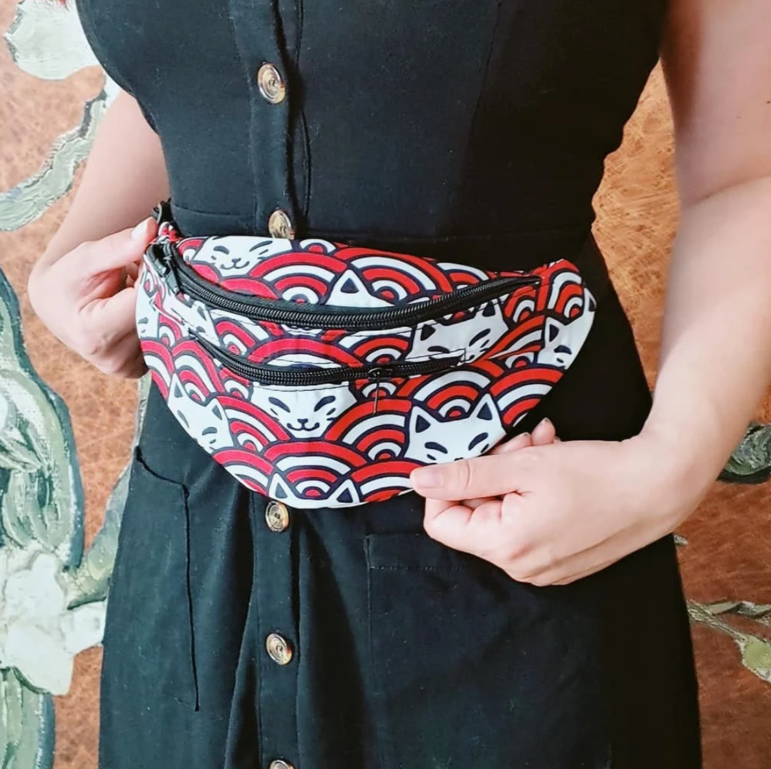 Blue Koi Triple Zipper Fanny Pack