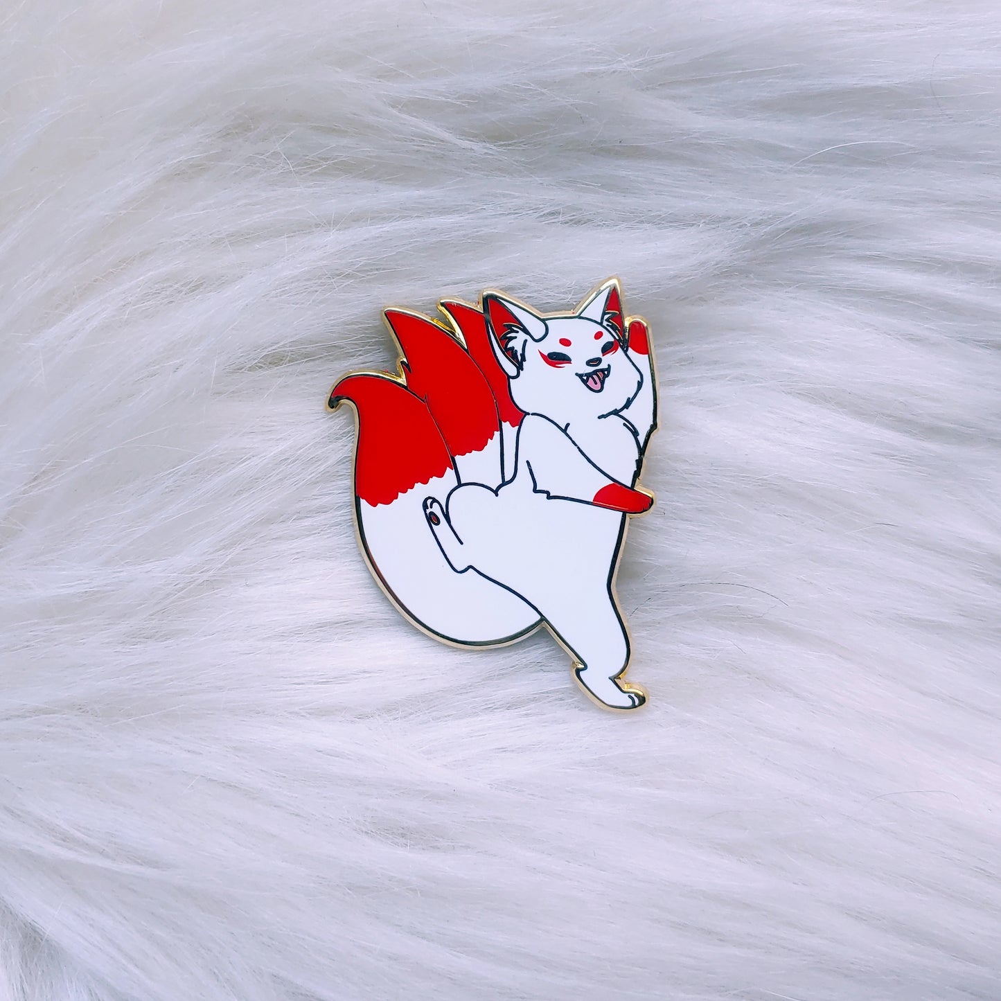 Dancing Kitsune Enamel Pin