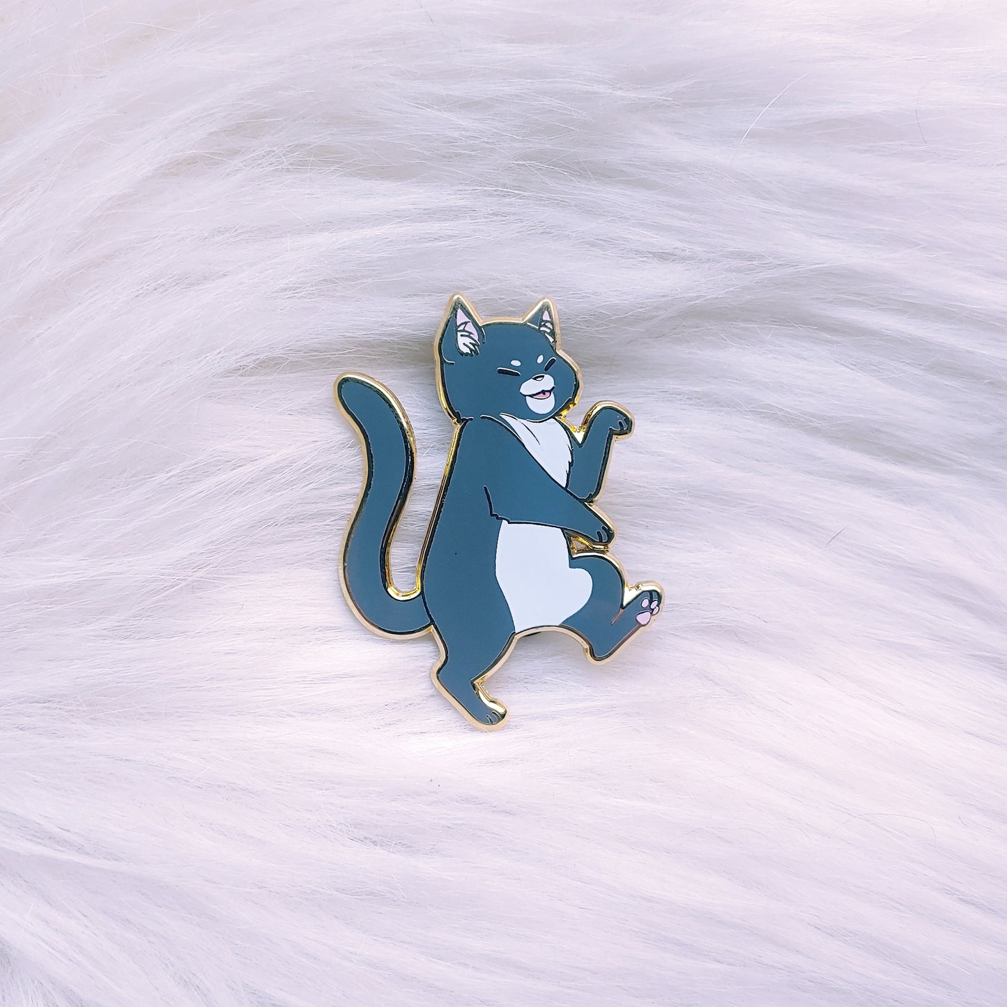 Dancing Black Cat Enamel Pin