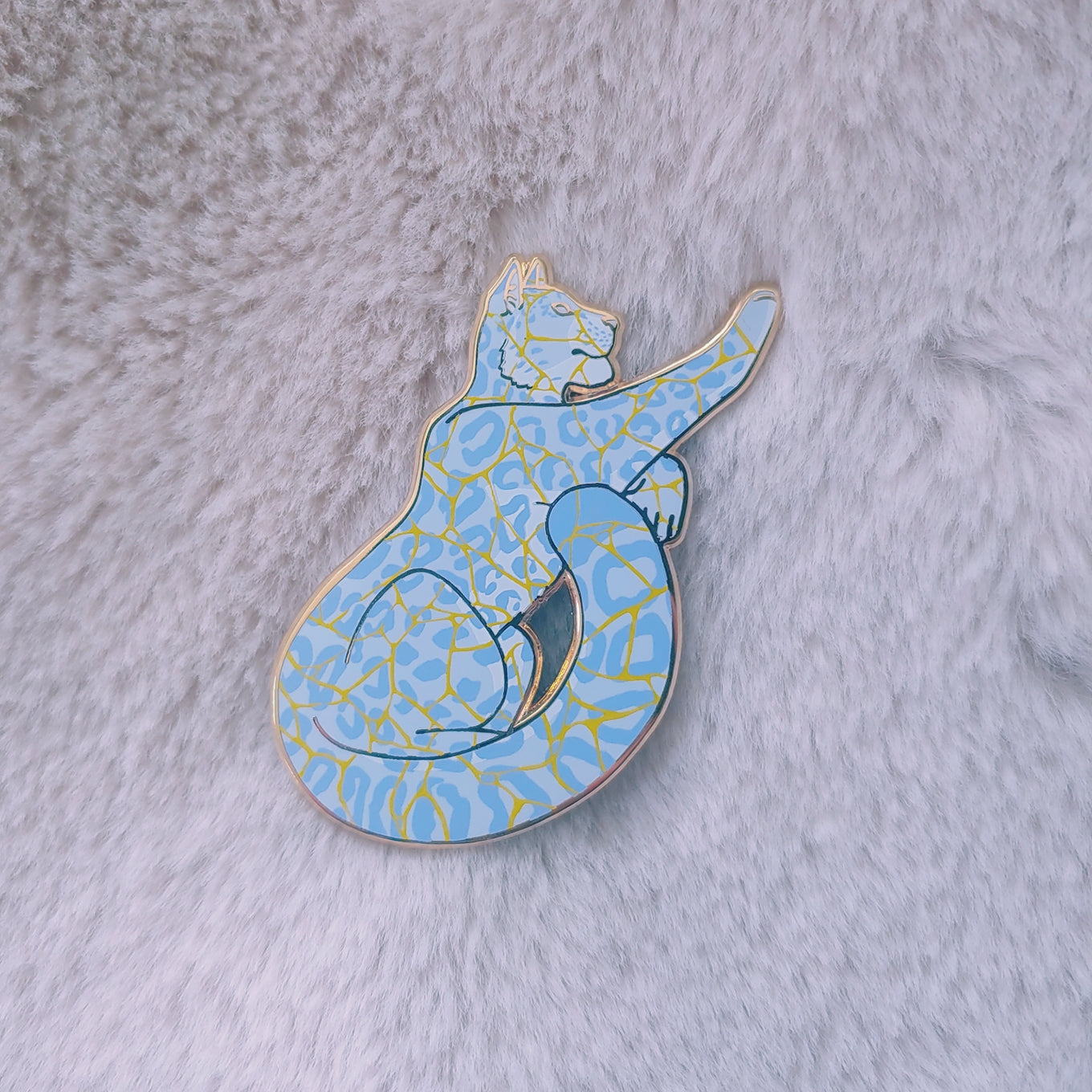 Kintsugi Enamel Pin Collection - Snow Leopard Light