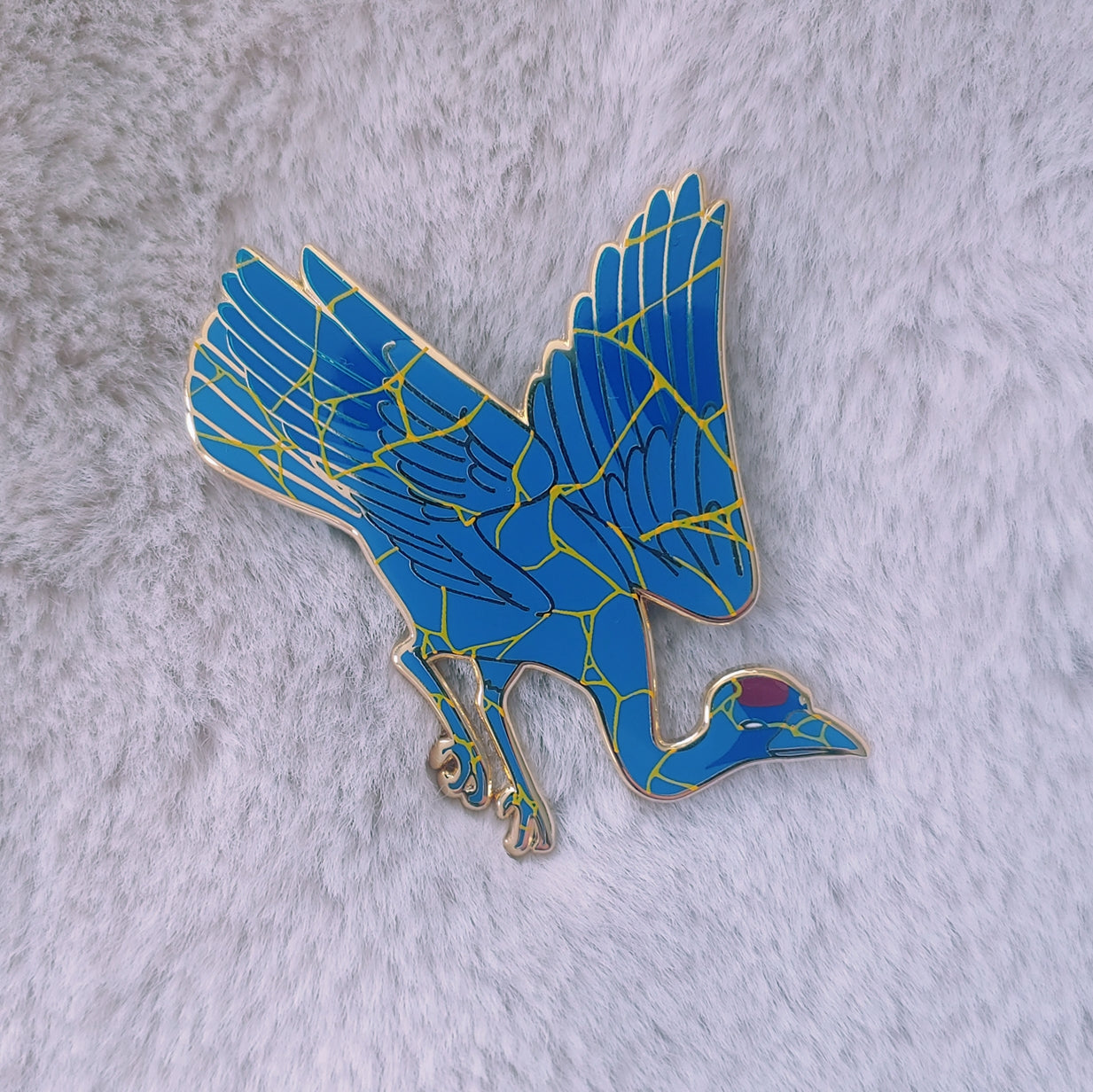 Kintsugi Enamel Pin Collection - Crane Dark
