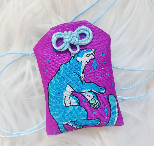 Tiger "Good Luck" Omamori Charm - Purple