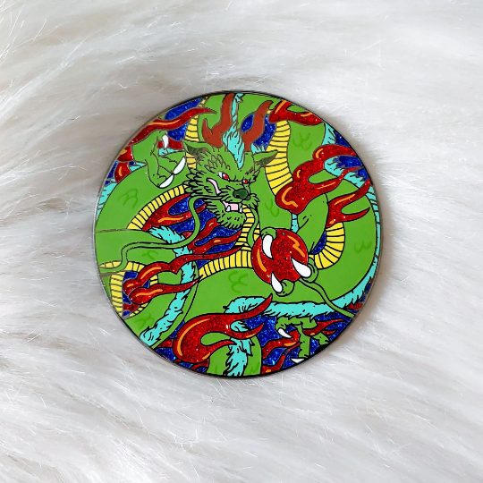 Ancient Dragon Enamel Pin - Green