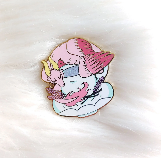 Tea Dragon Glitter Enamel Pin Series- Sleepytime Tea