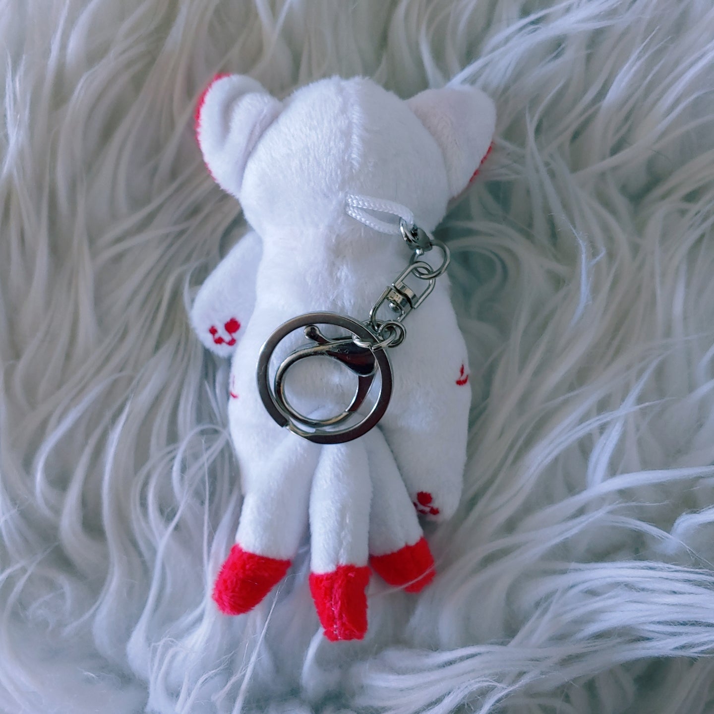 White Kitsune Plush Keychain