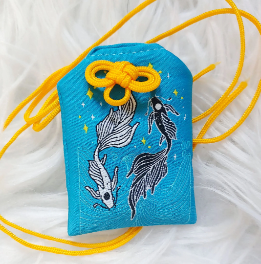 Koi "Happiness" Omamori Charm - Blue