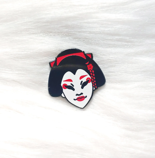 Japan Inspired Geisha Mask Small Enamel Pin
