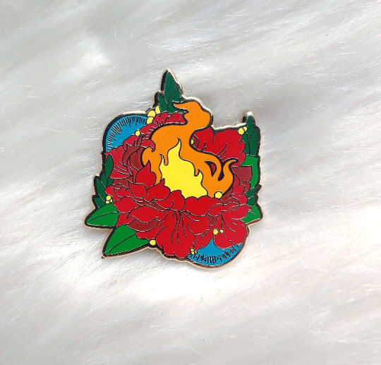 Flame Floral Enamel Pin