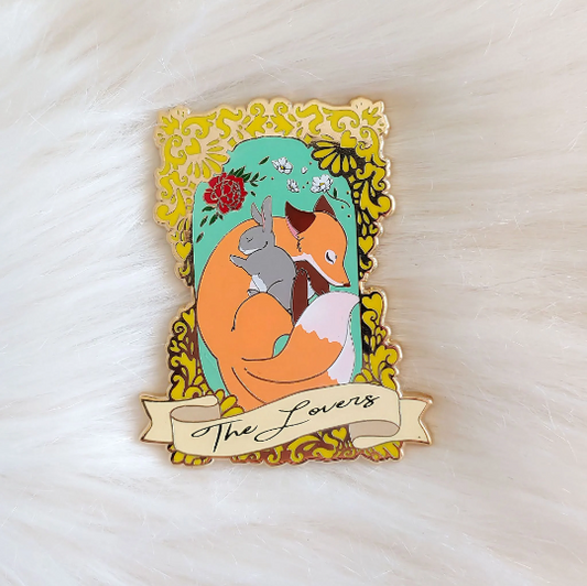 Fox and Rabbit Framed Enamel Pin Story Series - The Lovers