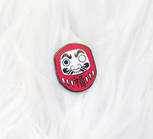Japan Inspired Daruma Mask Small Enamel Pin
