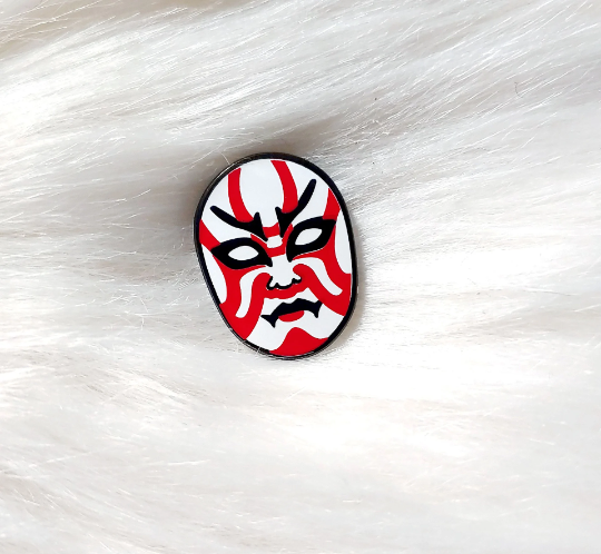 Japan Inspired Kabuki Mask Small Enamel Pin