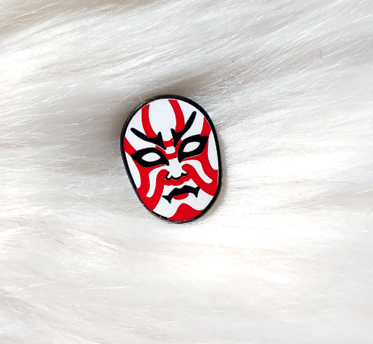 Japan Inspired Kabuki Mask Small Enamel Pin