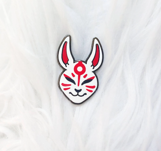 Japan Inspired Rabbit Mask Small Enamel Pin