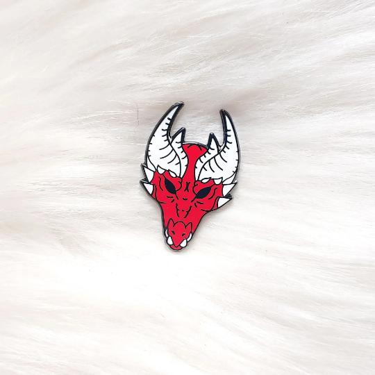 Japan Inspired Red Dragon Mask Small Enamel Pin