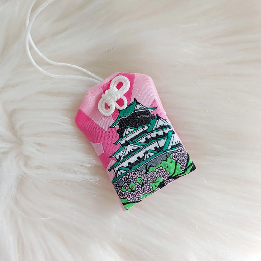 Osaka Castle Scenic Japan Series Floral-Filled Omamori Charm
