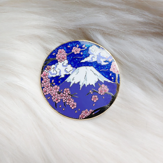Scenic Japan Enamel Pin Series- Mt. Fuji Night Blue